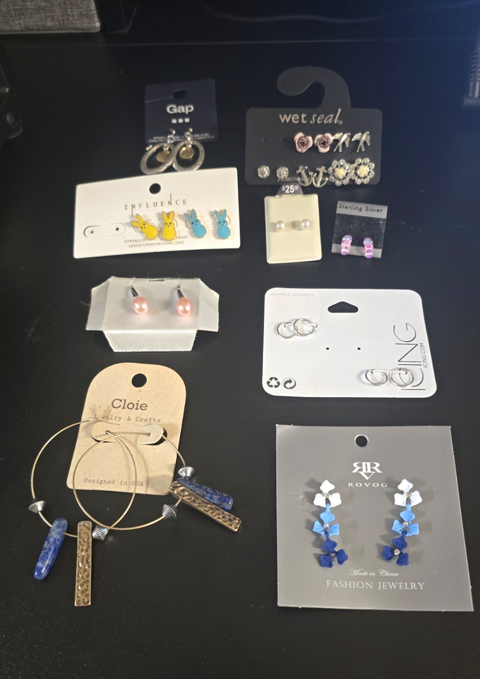 Gap Wet Seal Influence Clioie ROVOG Women’s Fashion Earrings Lot 9pc Multicolor